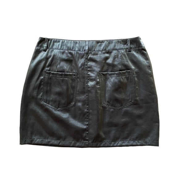 Gunmetal Iridescent Sheen High Waist Mini Skirt Large - Picture 2 of 4